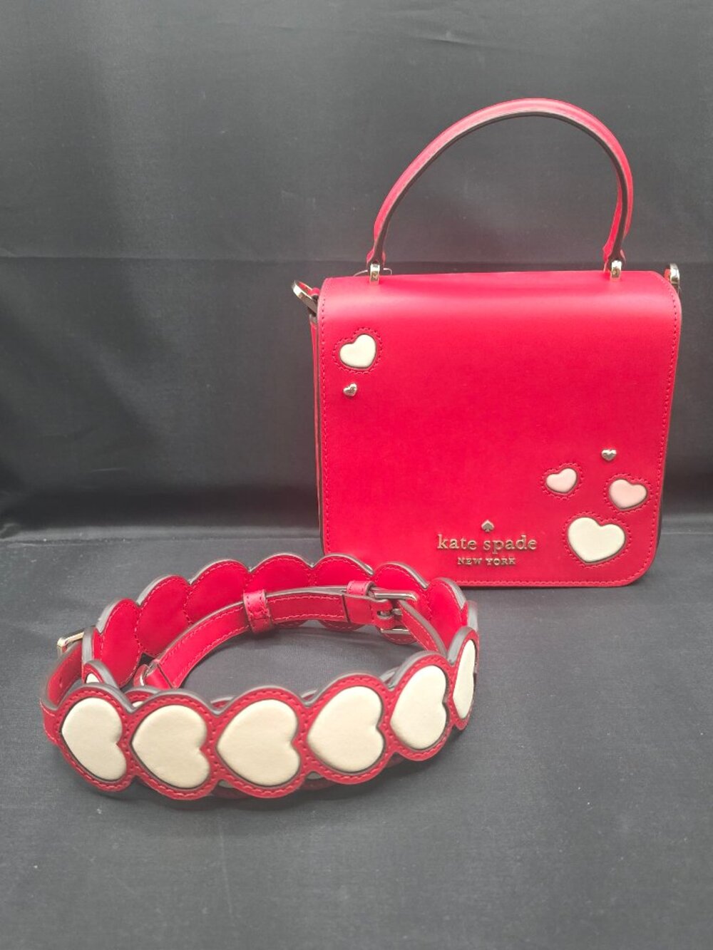 Kate Spade  Staci Sweet Heart Square Crossbody KA811 Red Multi